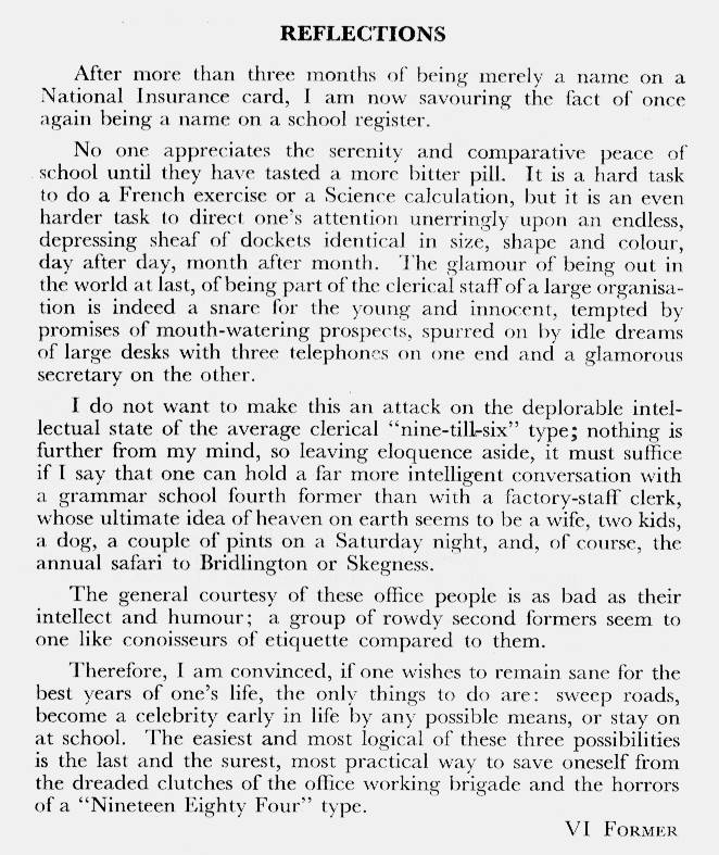 Reflections of a School Leaver - unsigned